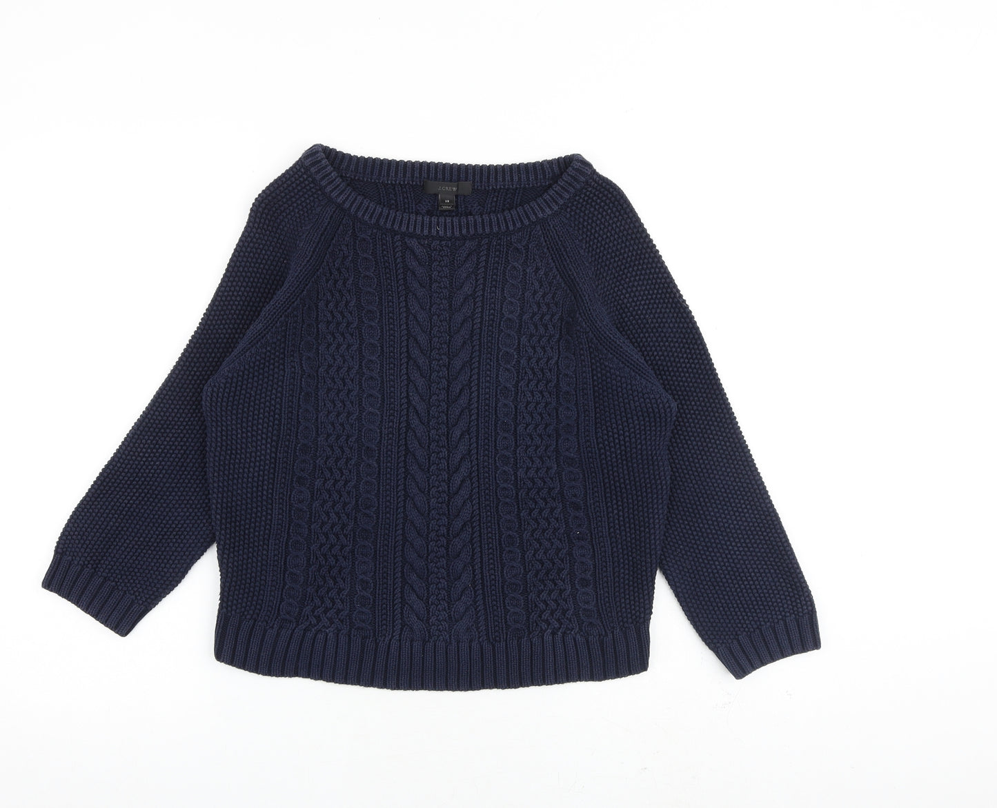 J.CREW Womens Blue Boat Neck 100% Cotton Pullover Jumper Size XS