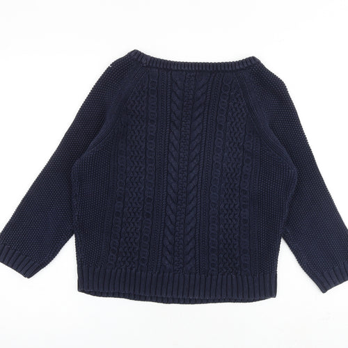 J.CREW Womens Blue Boat Neck 100% Cotton Pullover Jumper Size XS