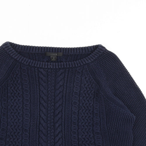 J.CREW Womens Blue Boat Neck 100% Cotton Pullover Jumper Size XS