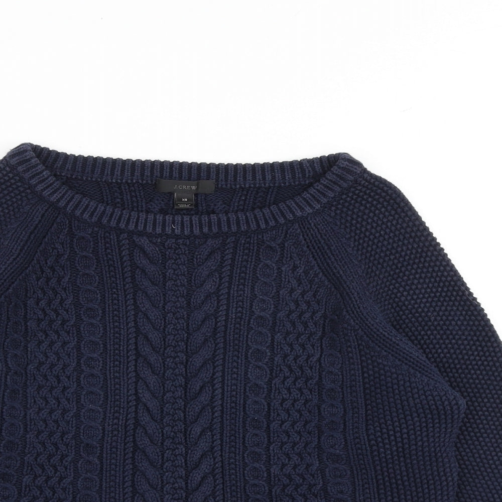 J.CREW Womens Blue Boat Neck 100% Cotton Pullover Jumper Size XS