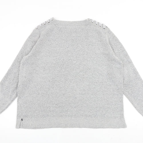 Indigo Womens Grey Round Neck Acrylic Pullover Jumper Size 14