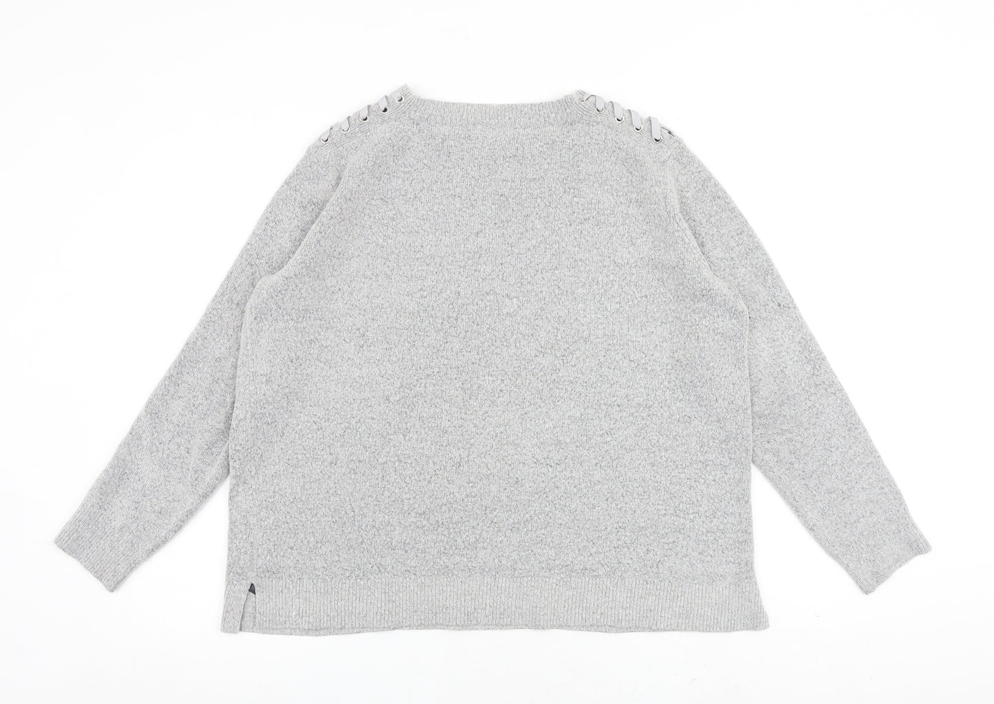 Indigo Womens Grey Round Neck Acrylic Pullover Jumper Size 14