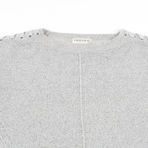 Indigo Womens Grey Round Neck Acrylic Pullover Jumper Size 14