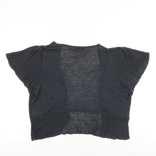 Marks and Spencer Womens Grey V-Neck Linen Cardigan Jumper Size 16