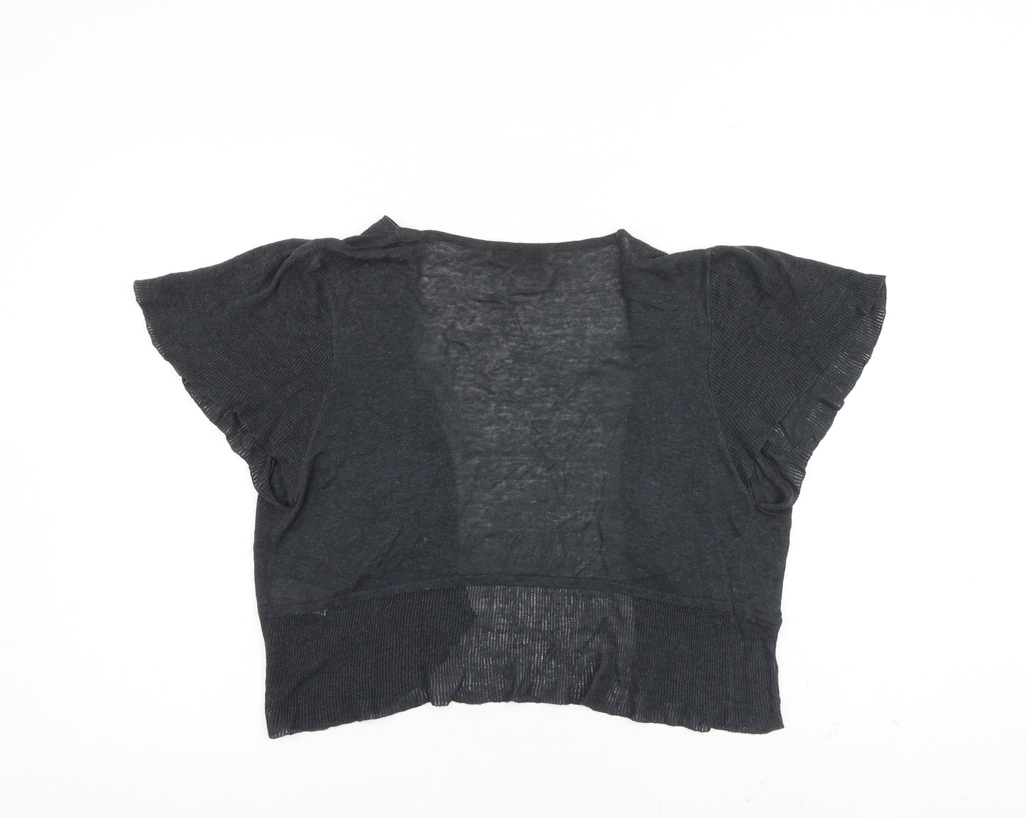 Marks and Spencer Womens Grey V-Neck Linen Cardigan Jumper Size 16