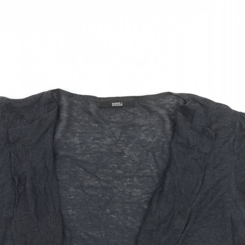 Marks and Spencer Womens Grey V-Neck Linen Cardigan Jumper Size 16