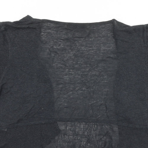 Marks and Spencer Womens Grey V-Neck Linen Cardigan Jumper Size 16