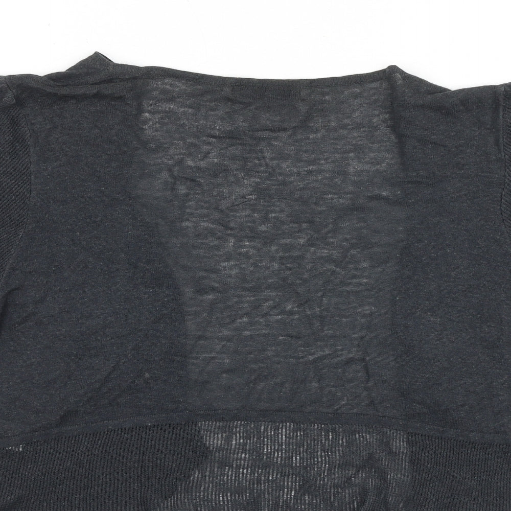 Marks and Spencer Womens Grey V-Neck Linen Cardigan Jumper Size 16