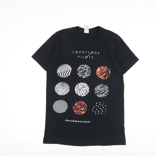 Twenty One Pilots Mens Black Polyester T-Shirt Size M Round Neck