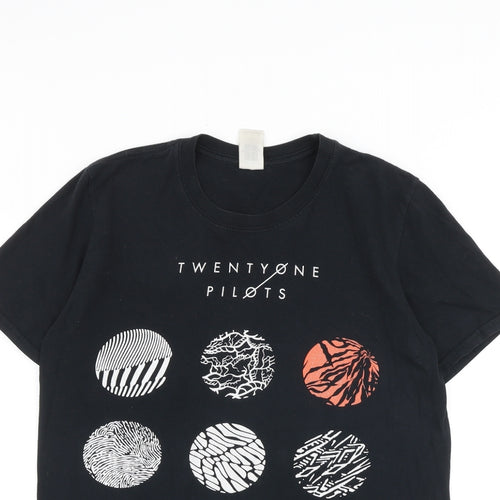 Twenty One Pilots Mens Black Polyester T-Shirt Size M Round Neck