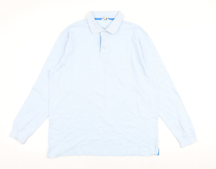 Cotton Traders Mens Blue 100% Cotton Polo Size M Collared Button