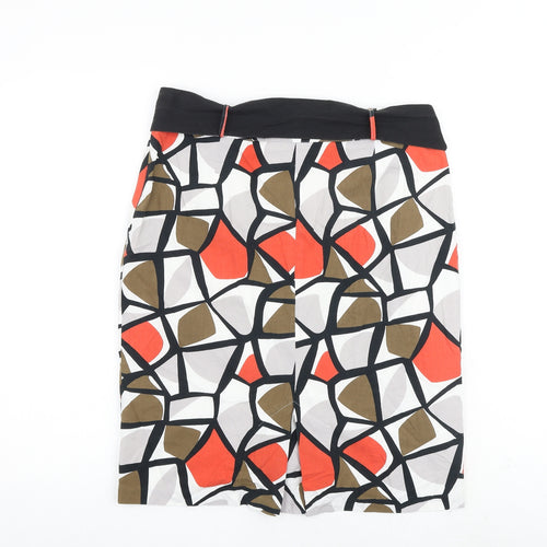 Marks and Spencer Womens Multicoloured Geometric Cotton A-Line Skirt Size 10 Tie