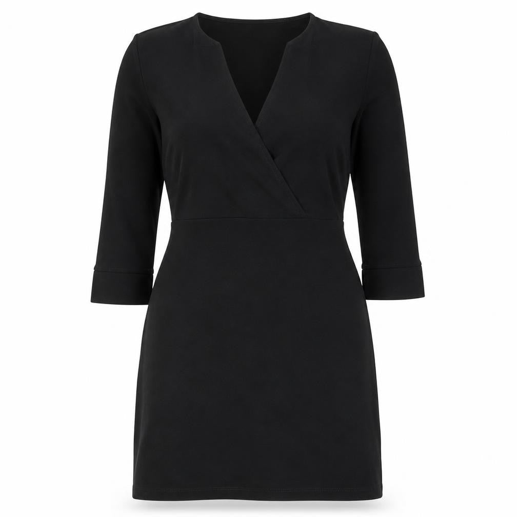 Front view of Next women’s black polyester ball gown, size UK 12, v-neck pullover