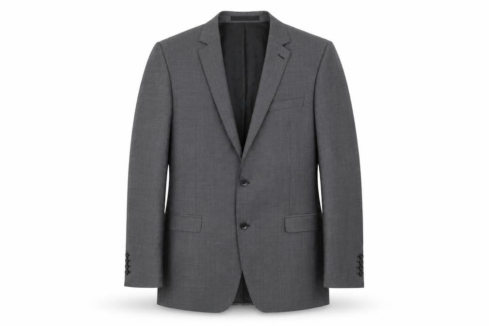 Front view of Blazer men’s grey wool jacket blazer, size 40, regular