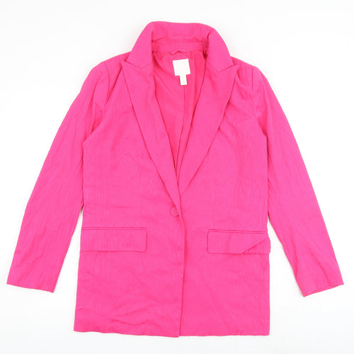 H&M Womens Pink Jacket Blazer Size 8 Button
