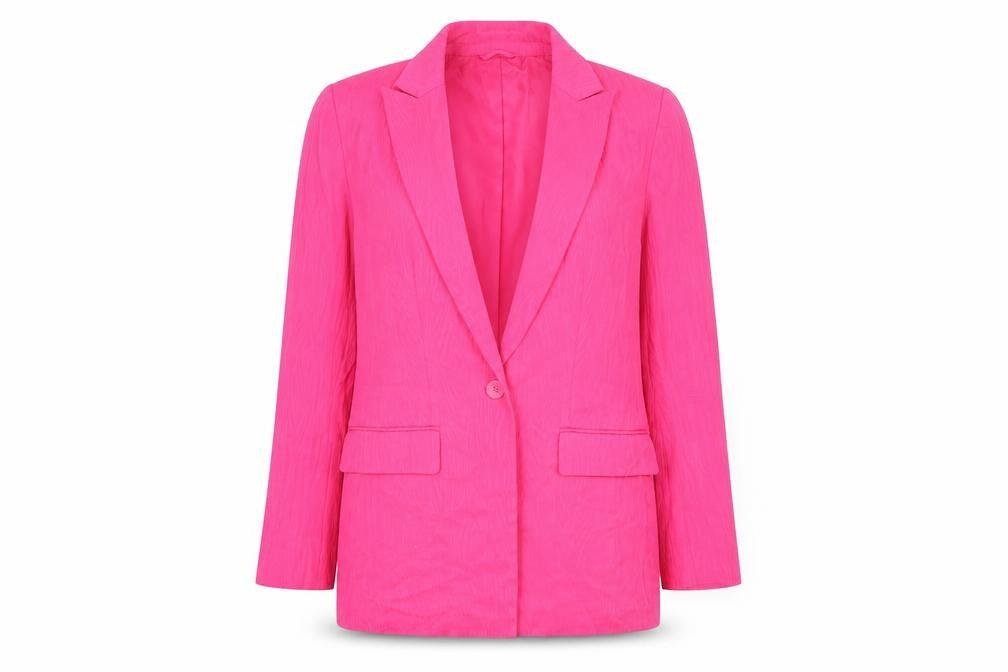 Front view of H&M women’s pink jacket blazer, size UK 8, button