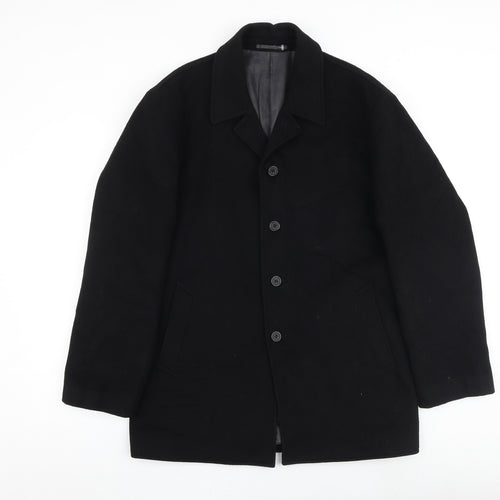 Anthony De Mano Mens Black Pea Coat Coat Size S Button