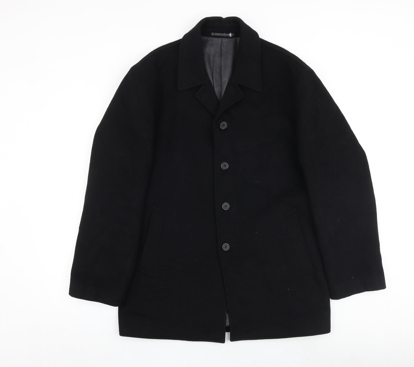 Anthony De Mano Mens Black Pea Coat Coat Size S Button