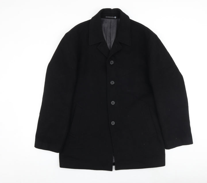 Anthony De Mano Mens Black Pea Coat Coat Size S Button