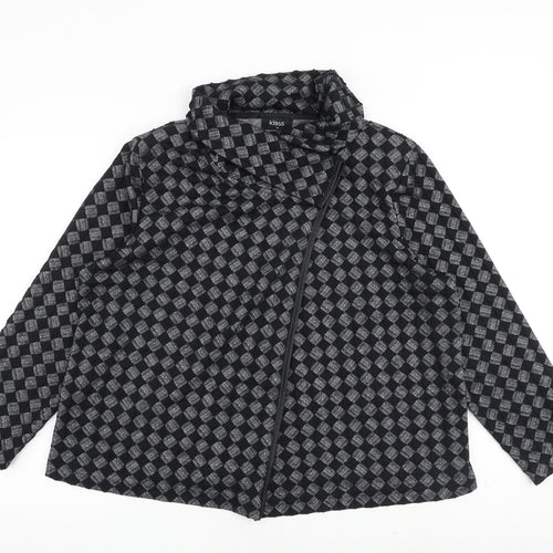 Klass Womens Black Geometric Jacket Coat Size 14 Button