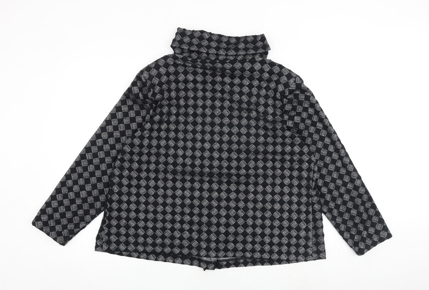Klass Womens Black Geometric Jacket Coat Size 14 Button