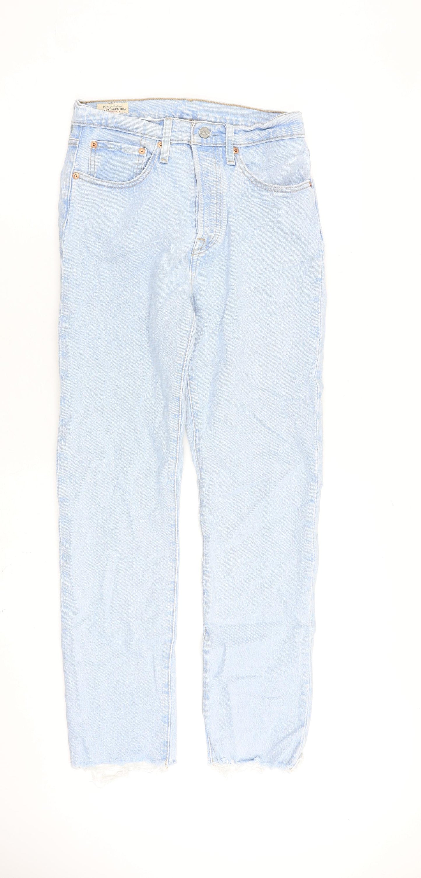 Levi's Womens Blue Cotton Straight Jeans Size 27 in L29 in Regular Button