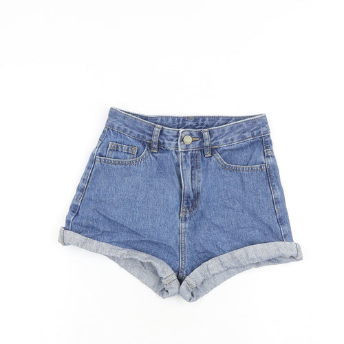 Yishion Basic Womens Blue 100% Cotton Basic Shorts Size 24 in L3 in Regular Zip