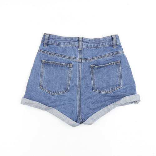 Yishion Basic Womens Blue 100% Cotton Basic Shorts Size 24 in L3 in Regular Zip