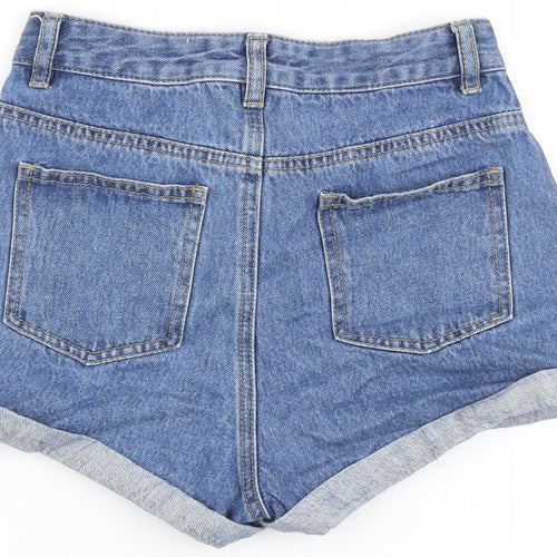 Yishion Basic Womens Blue 100% Cotton Basic Shorts Size 24 in L3 in Regular Zip