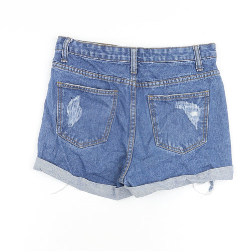 Momokrom Womens Blue 100% Cotton Basic Shorts Size 8 L3 in Regular Zip