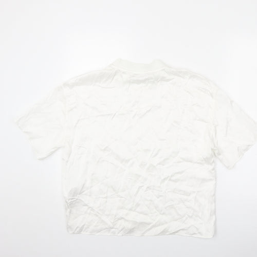 Zara Womens Ivory Viscose Basic T-Shirt Size M Crew Neck