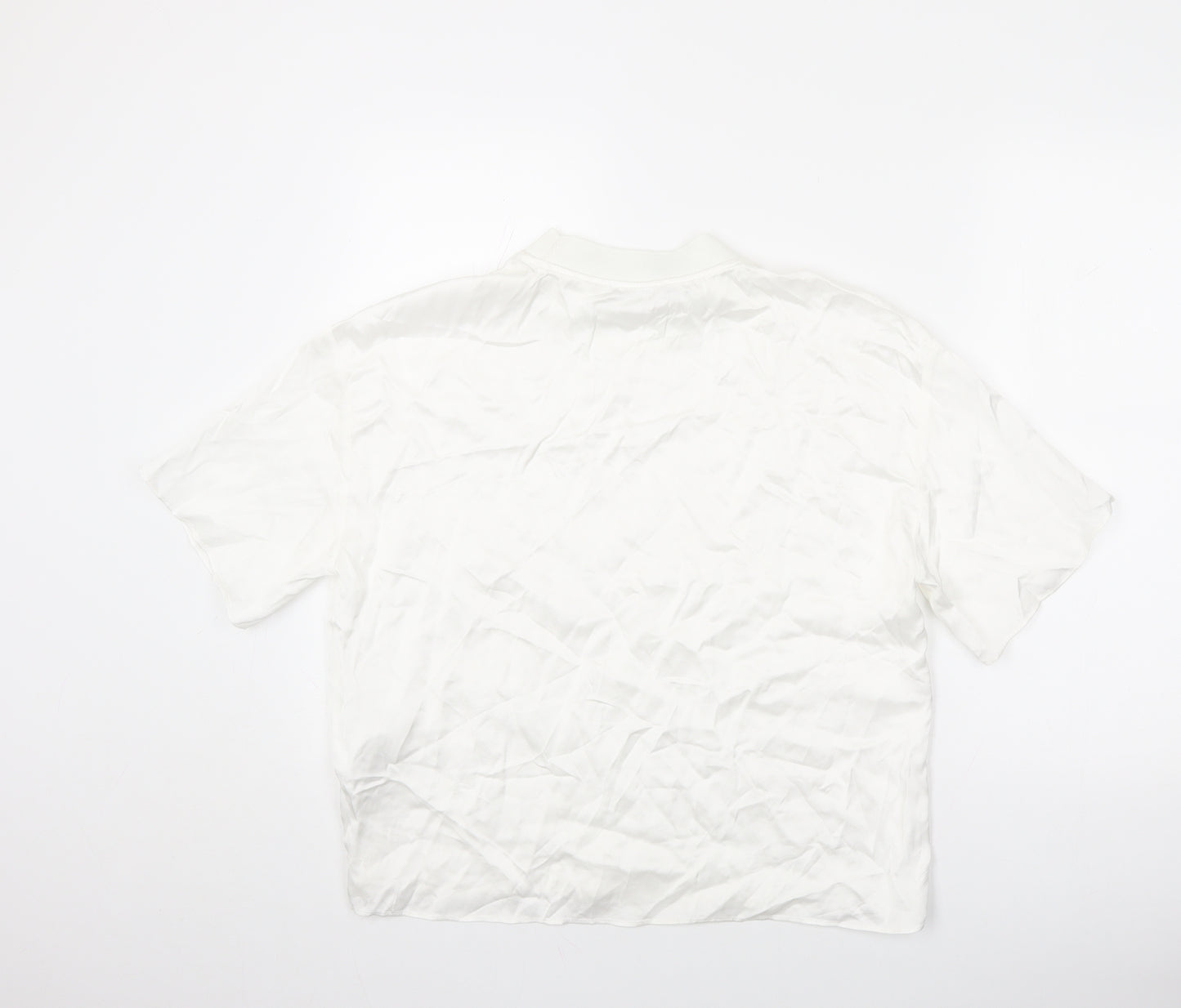 Zara Womens Ivory Viscose Basic T-Shirt Size M Crew Neck
