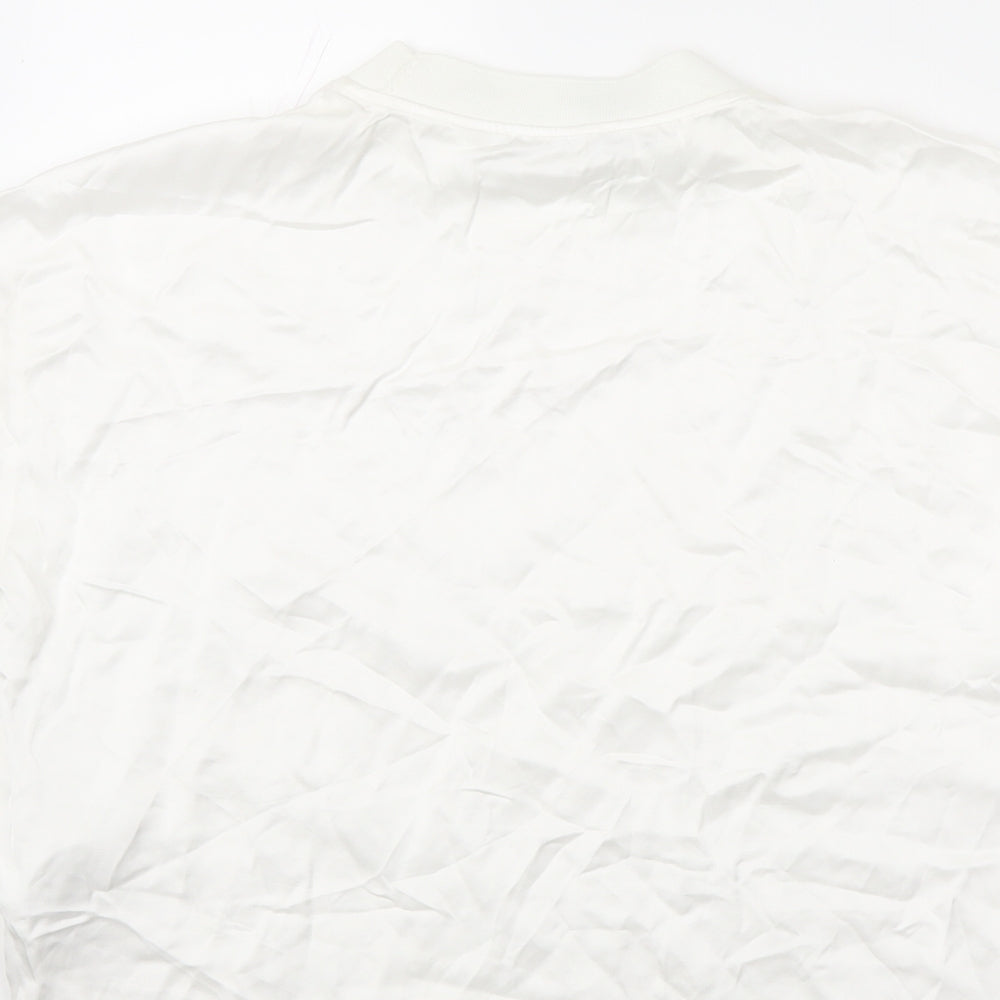 Zara Womens Ivory Viscose Basic T-Shirt Size M Crew Neck