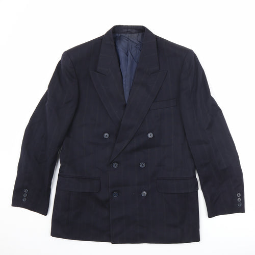 MR Harry Mens Blue Striped Polyester Jacket Suit Jacket Size 42 Regular