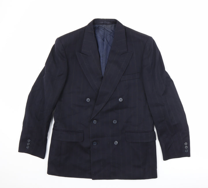 MR Harry Mens Blue Striped Polyester Jacket Suit Jacket Size 42 Regular
