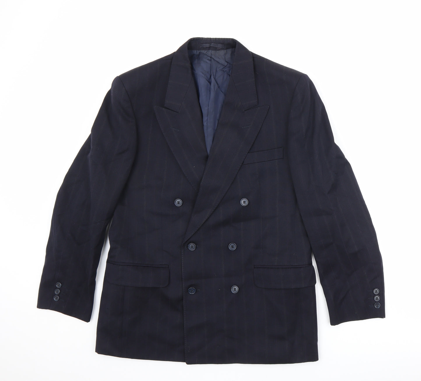 MR Harry Mens Blue Striped Polyester Jacket Suit Jacket Size 42 Regular