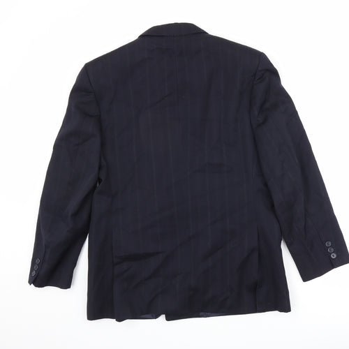 MR Harry Mens Blue Striped Polyester Jacket Suit Jacket Size 42 Regular