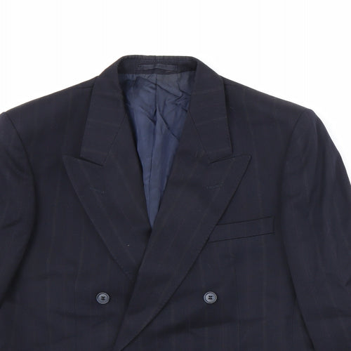 MR Harry Mens Blue Striped Polyester Jacket Suit Jacket Size 42 Regular