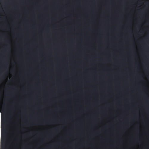 MR Harry Mens Blue Striped Polyester Jacket Suit Jacket Size 42 Regular