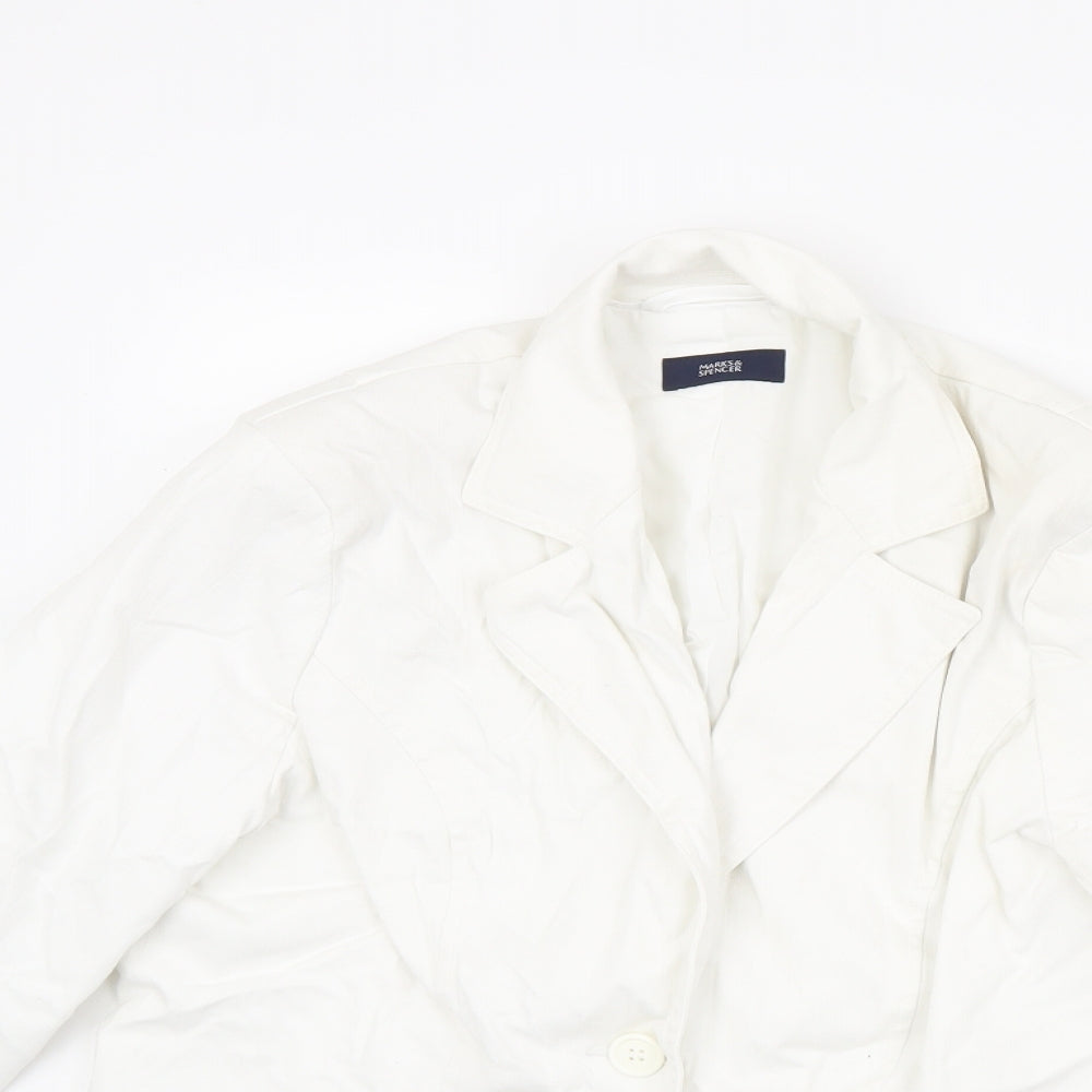 Marks and Spencer Womens Ivory Jacket Blazer Size 16 Button