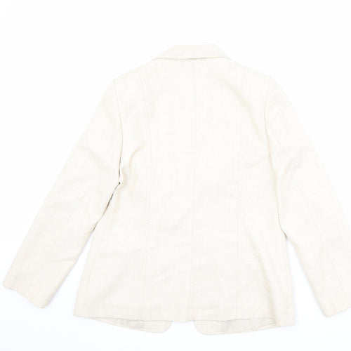 EWM Womens Beige Jacket Blazer Size 12 Hook & Eye
