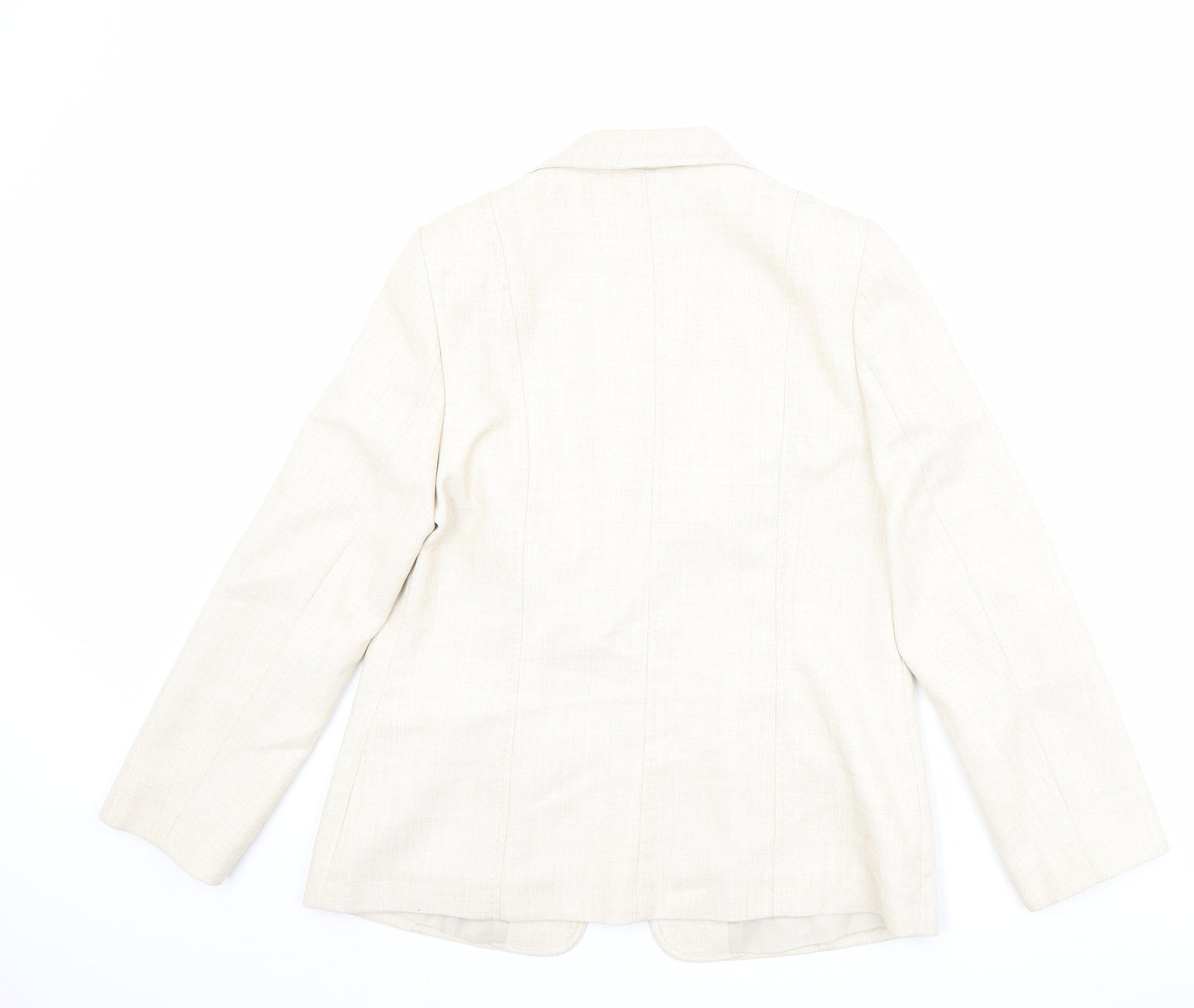 EWM Womens Beige Jacket Blazer Size 12 Hook & Eye