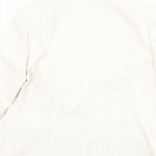 EWM Womens Beige Jacket Blazer Size 12 Hook & Eye
