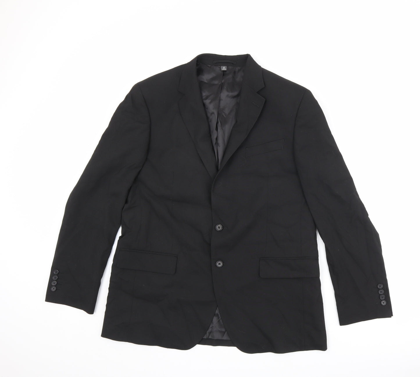 Marks and Spencer Mens Black Polyester Jacket Suit Jacket Size 42 Regular