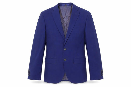 Front view of Marks & Spencer men’s blue wool jacket suit jacket, size 36, regular