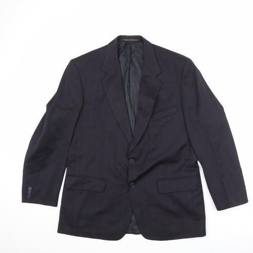 Marks and Spencer Mens Black Striped Polyester Jacket Suit Jacket Size 42 Regular