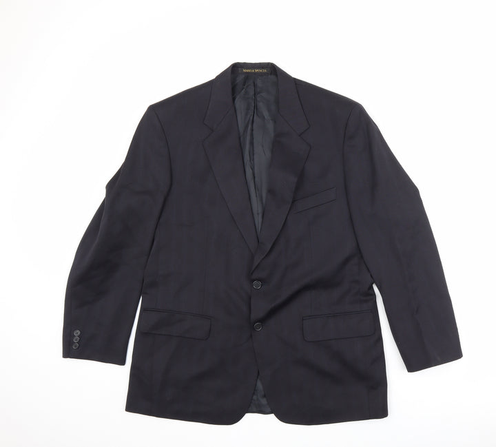 Marks and Spencer Mens Black Striped Polyester Jacket Suit Jacket Size 42 Regular