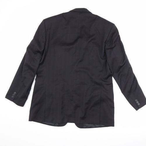Marks and Spencer Mens Black Striped Polyester Jacket Suit Jacket Size 42 Regular