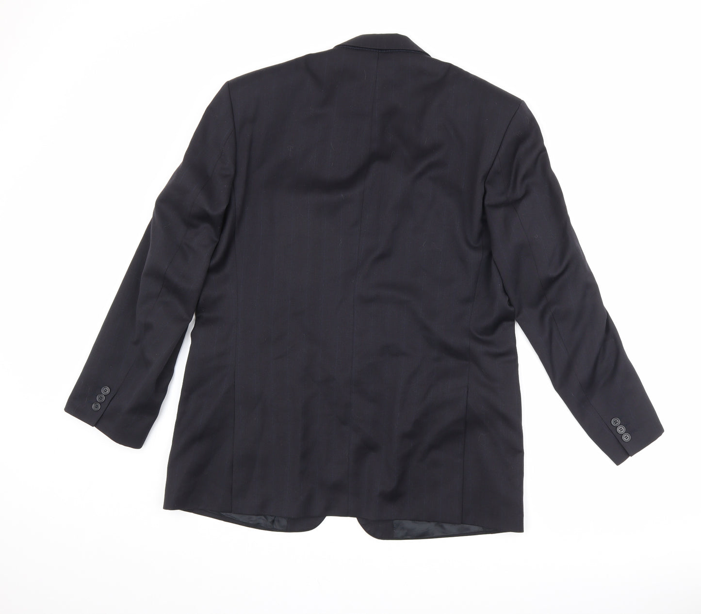 Marks and Spencer Mens Black Striped Polyester Jacket Suit Jacket Size 42 Regular