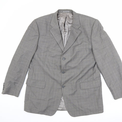 Armando Mens Grey Check Polyester Jacket Suit Jacket Size 46 Regular